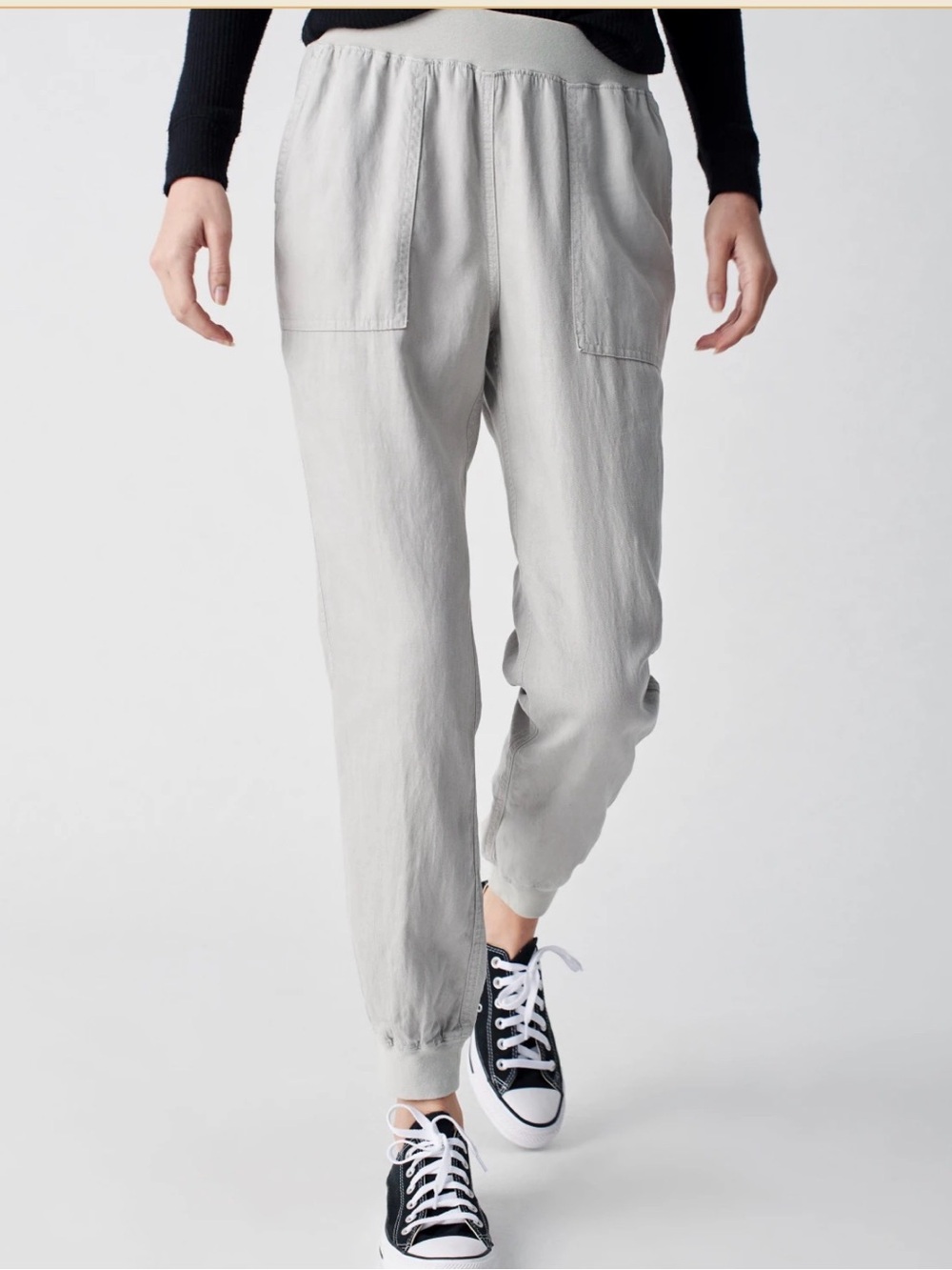 Faherty Arlie Day Pant Jogger Size XS Or Small Linen Cotton Blend Light Grey
